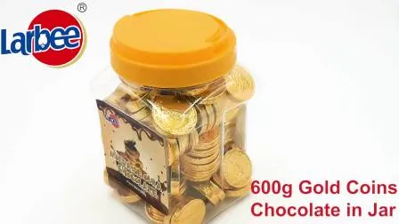Venta al por mayor de chocolate con monedas de oro de 500 g en frasco de Larbee Factory