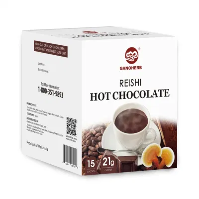 Chocolate caliente OEM con champiñones Reishi y cacao real mezclado con Ganoderma